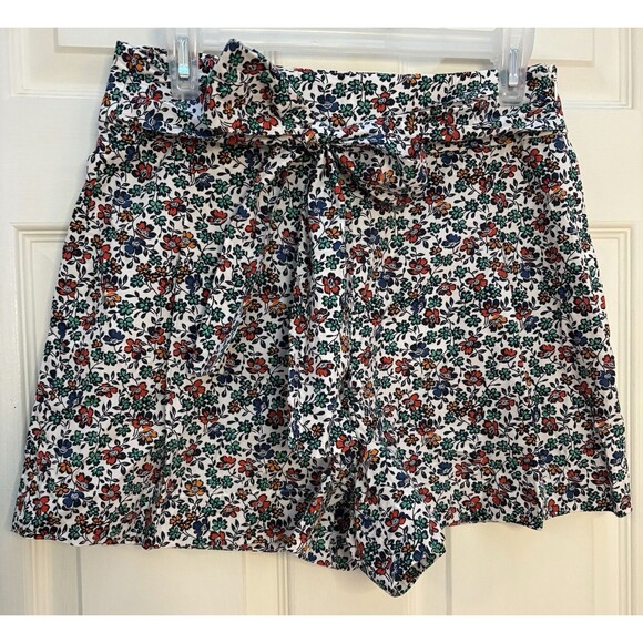 J. Crew Pants - J.Crew Womens Shorts 4 White Flower Vacation Tie Waist Preppy Boho Pleated Retro